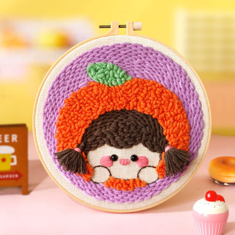 Orange Children Punch Needle Kit
