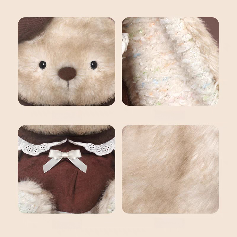 Adorable Bunny Rabbit Plush Doll Soft Stuffed Animal Doll with Hat Dress Handmade Collectible Doll Perfect Girl Gift