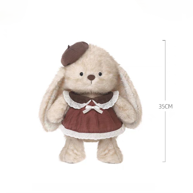 Adorable Bunny Rabbit Plush Doll Soft Stuffed Animal Doll with Hat Dress Handmade Collectible Doll Perfect Girl Gift