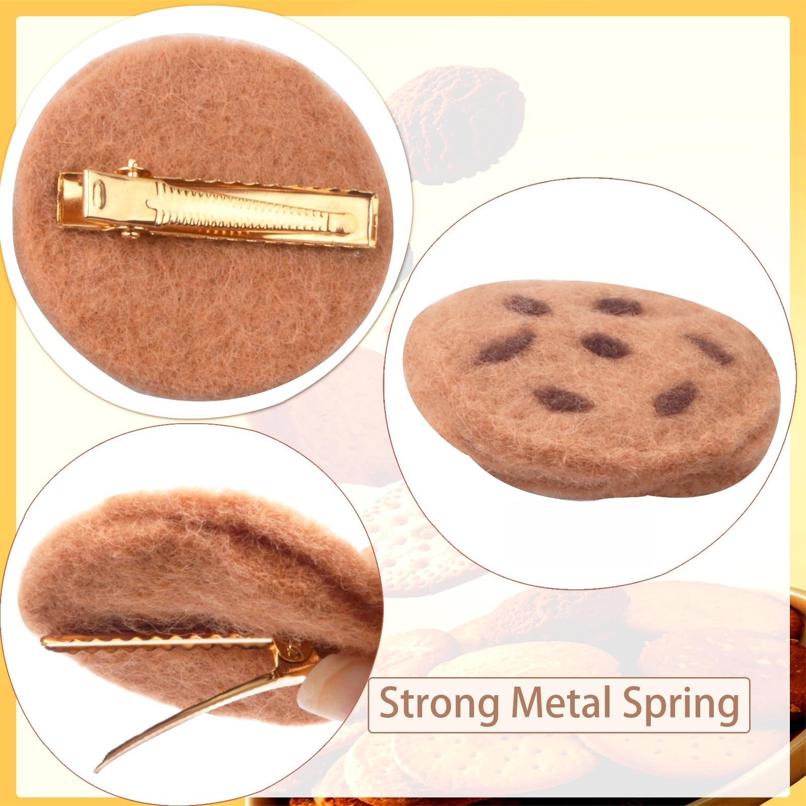 Chocolate Chip Felt Cookies Hair Clips Funny Creative Biscuit Hairpin Barrettes Simulated Food Alligator Clip 2pcs 