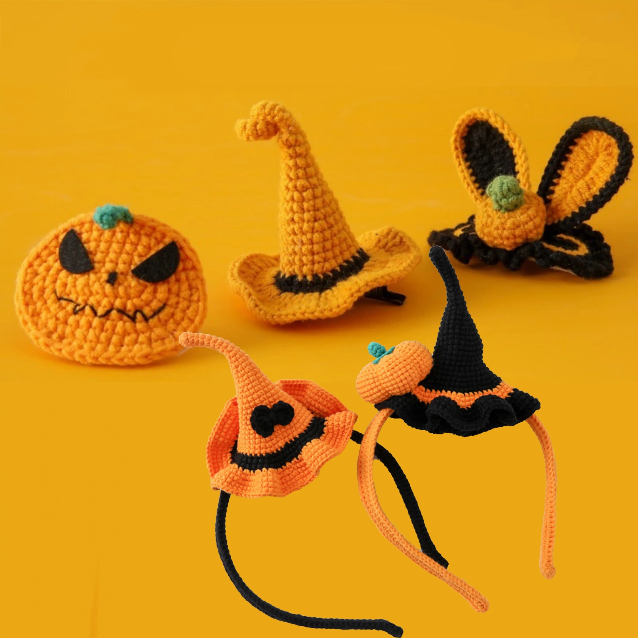 Halloween Crochet Handmade Hairpins and Hairband Hair Accessories for Cosplay Costume Hair Accessories Decorative