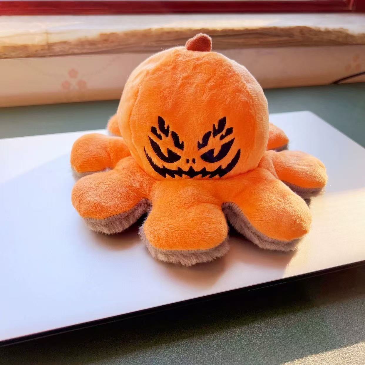 Halloween Flip Pumpkin Octopus Doll Flip Pumpkin Plush Toy Double-Sided Face