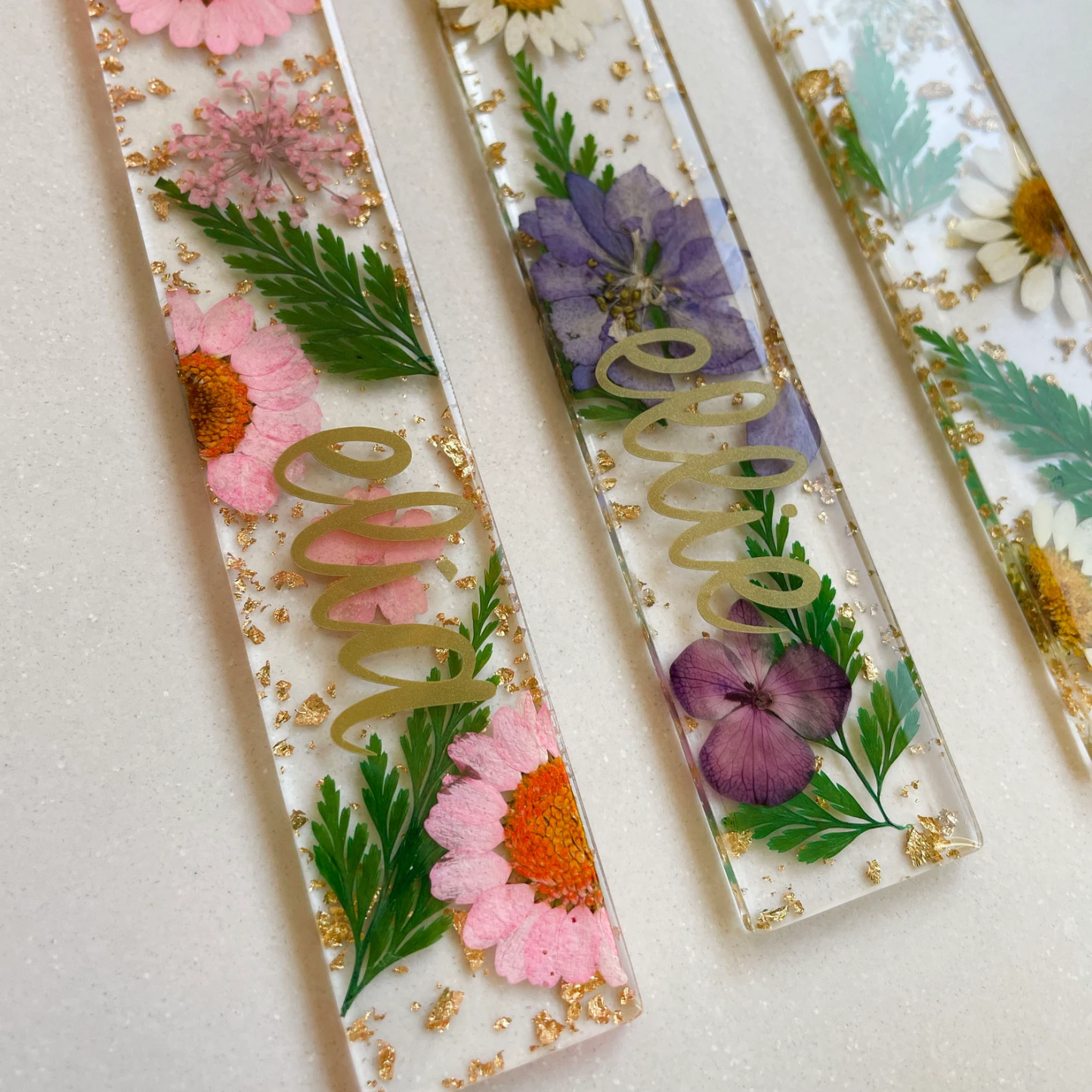 Personalized Name Resin Flowers 5.5 Inch Bookmark With Tassel Custom Gift 