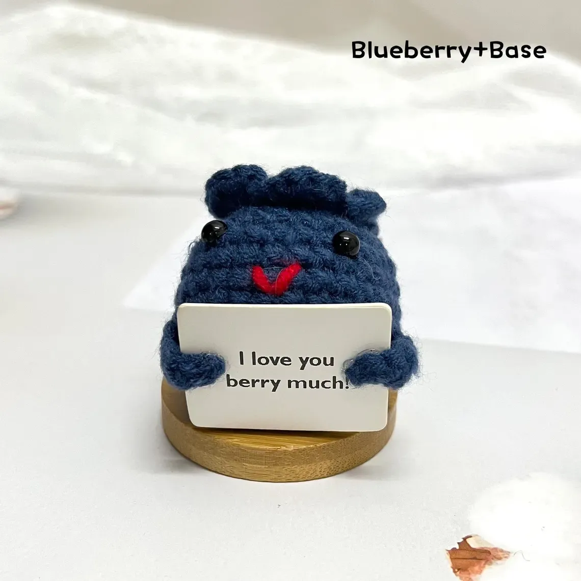 Positive Crochet Fruit Doll Hand Knitting Crochet Fruits with Positive Card Crochet Fruit Decor Funny Gifts With Positive Affirmations