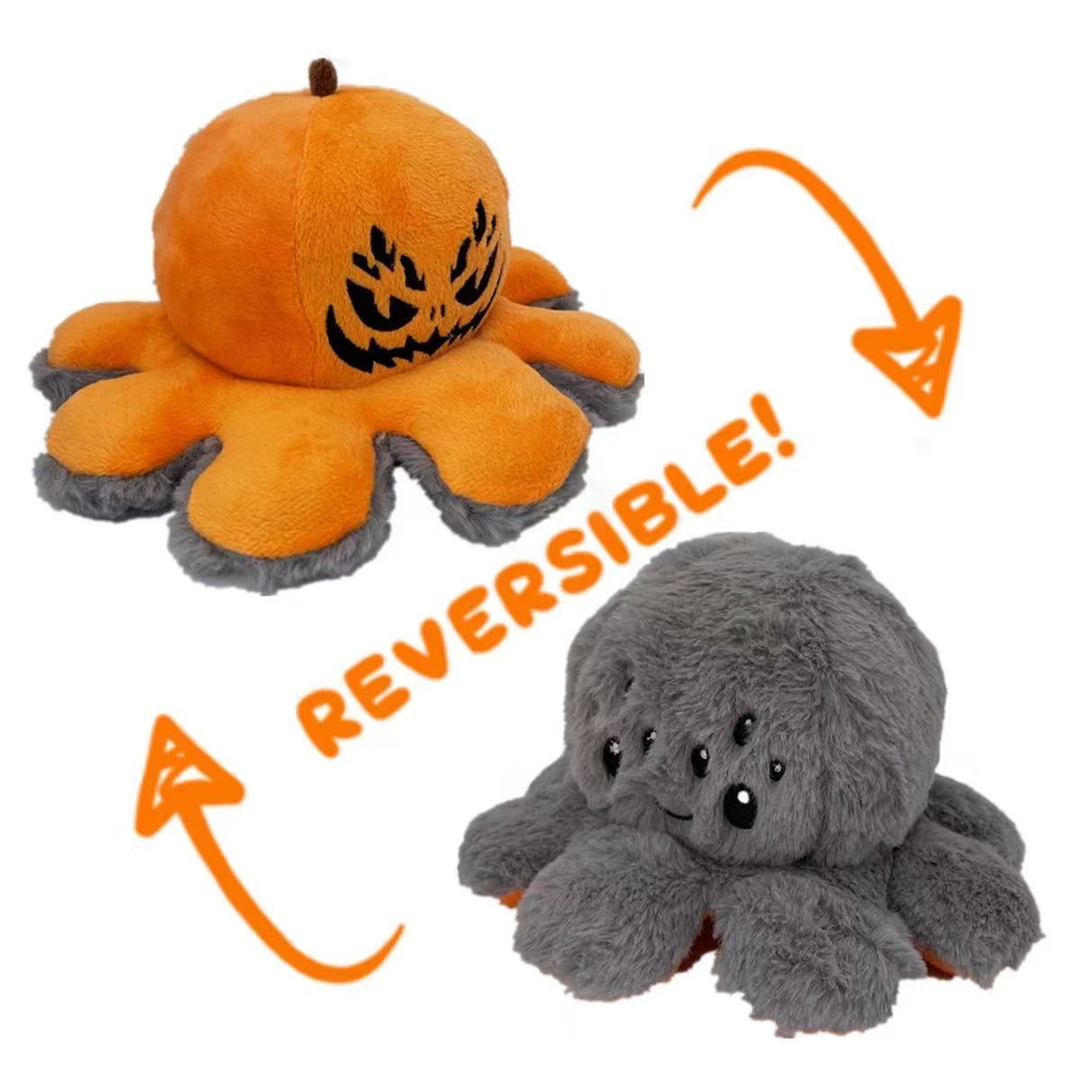 Halloween Flip Pumpkin Octopus Doll Flip Pumpkin Plush Toy Double-Sided Face