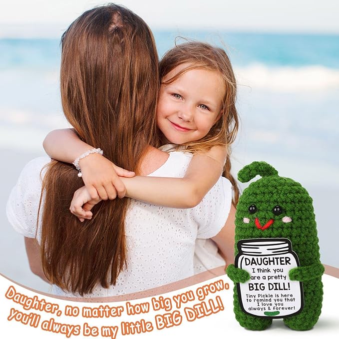 Apripex Gift  - Funny Crochet Pickle Plush with Heart Card, Cute Handmade Present, Unique Stocking Stuffer for Mama, Best Mom Ever