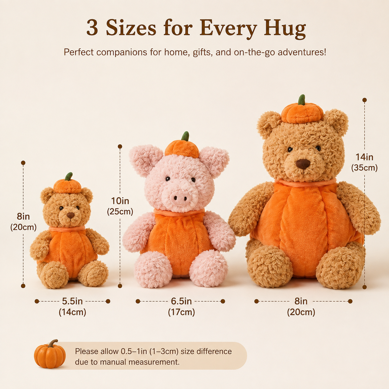 Halloween Plush Toy, Pumpkin Animal Stuffed Plush Toy, Cute Bear Pig Plush Doll for Spooky Season Decor
