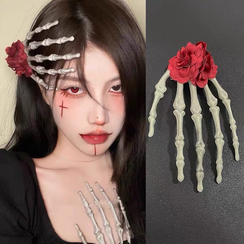Red Rose Skull Claw Edge Clip