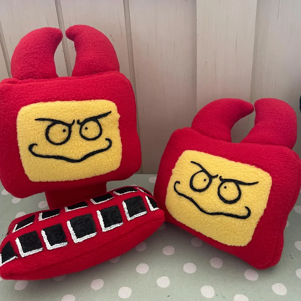 Monster Plush Toy, Red Train Plush Doll, Cute Desk Decor for Workspace, Soft Stuffed Doll for Adults, Unique Gift for Plush Lovers