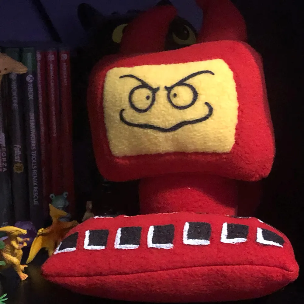 Monster Plush Toy, Red Train Plush Doll, Cute Desk Decor for Workspace, Soft Stuffed Doll for Adults, Unique Gift for Plush Lovers