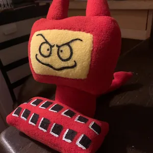 Monster Plush Toy, Red Train Plush Doll, Cute Desk Decor for Workspace, Soft Stuffed Doll for Adults, Unique Gift for Plush Lovers