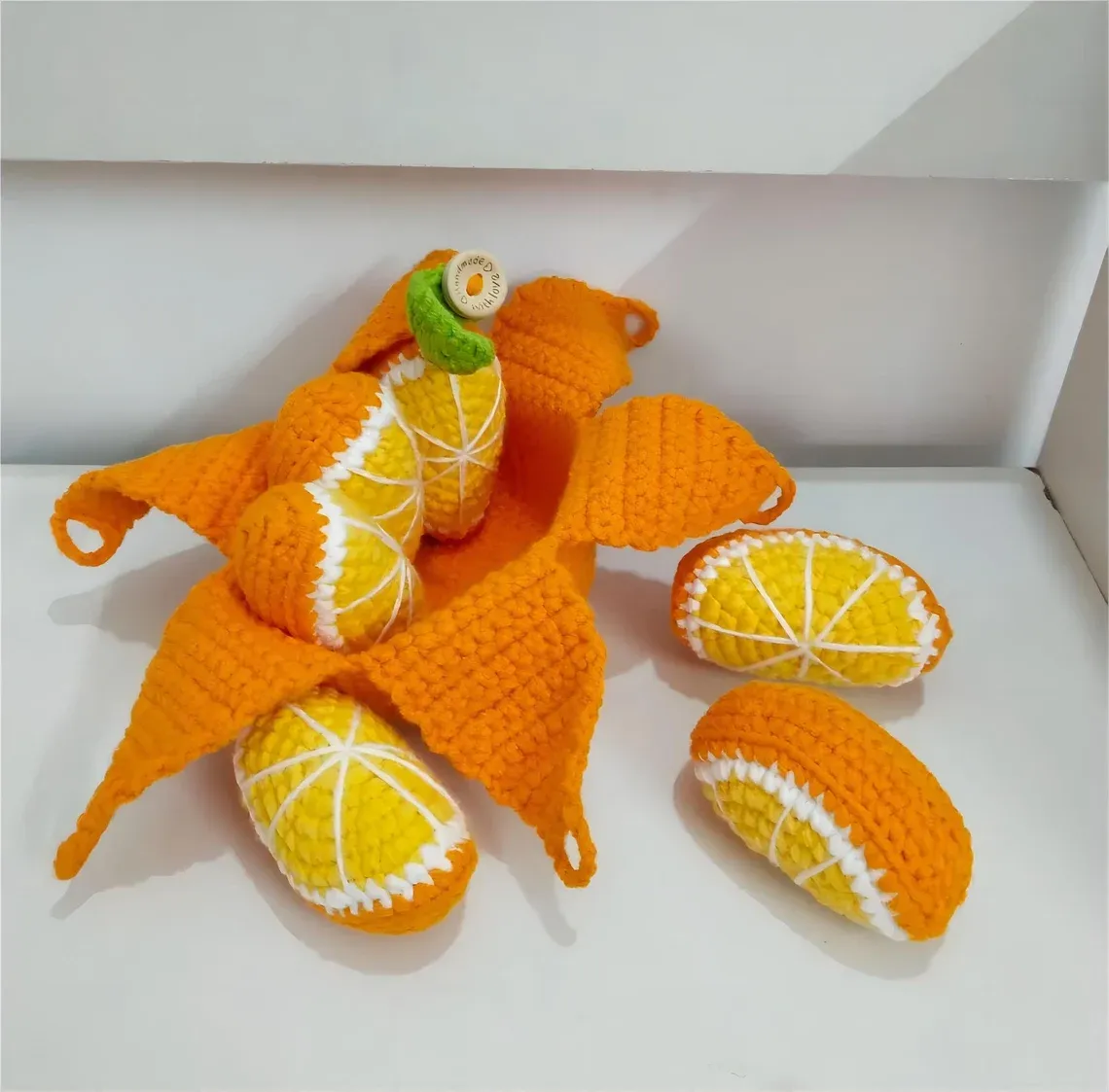 Crochet Orange Slice Pendant Pattern Handmade Crochet Fruit Charm Design