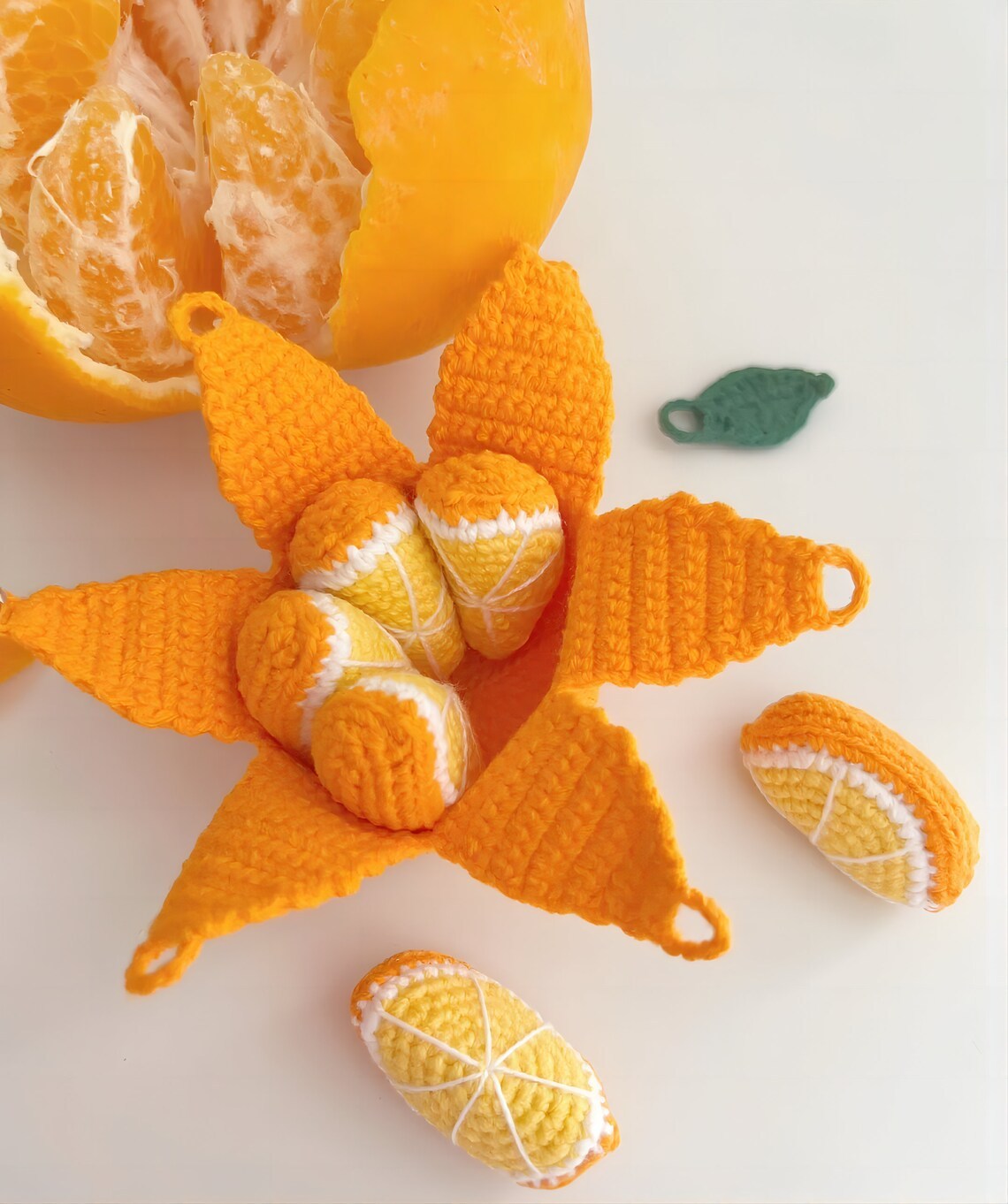 Crochet Orange Slice Pendant Pattern Handmade Crochet Fruit Charm Design