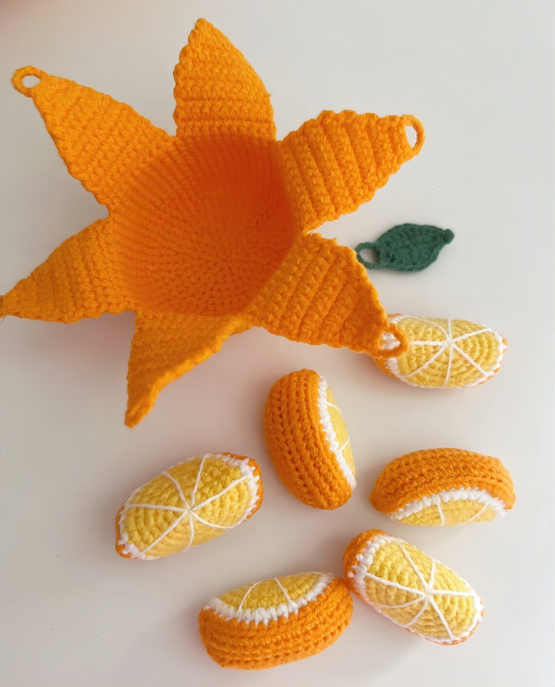 Crochet Orange Slice Pendant Pattern Handmade Crochet Fruit Charm Design