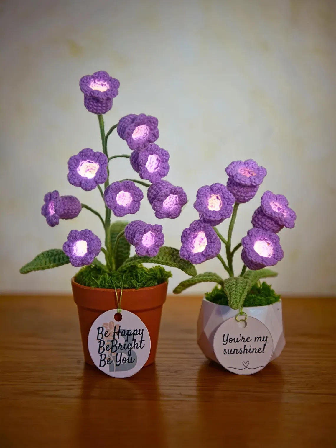 Handmade Crochet Flower Crochet Lily of the Valley Night Light Handmade Knitted Flower Lamp Thanksgiving Gift