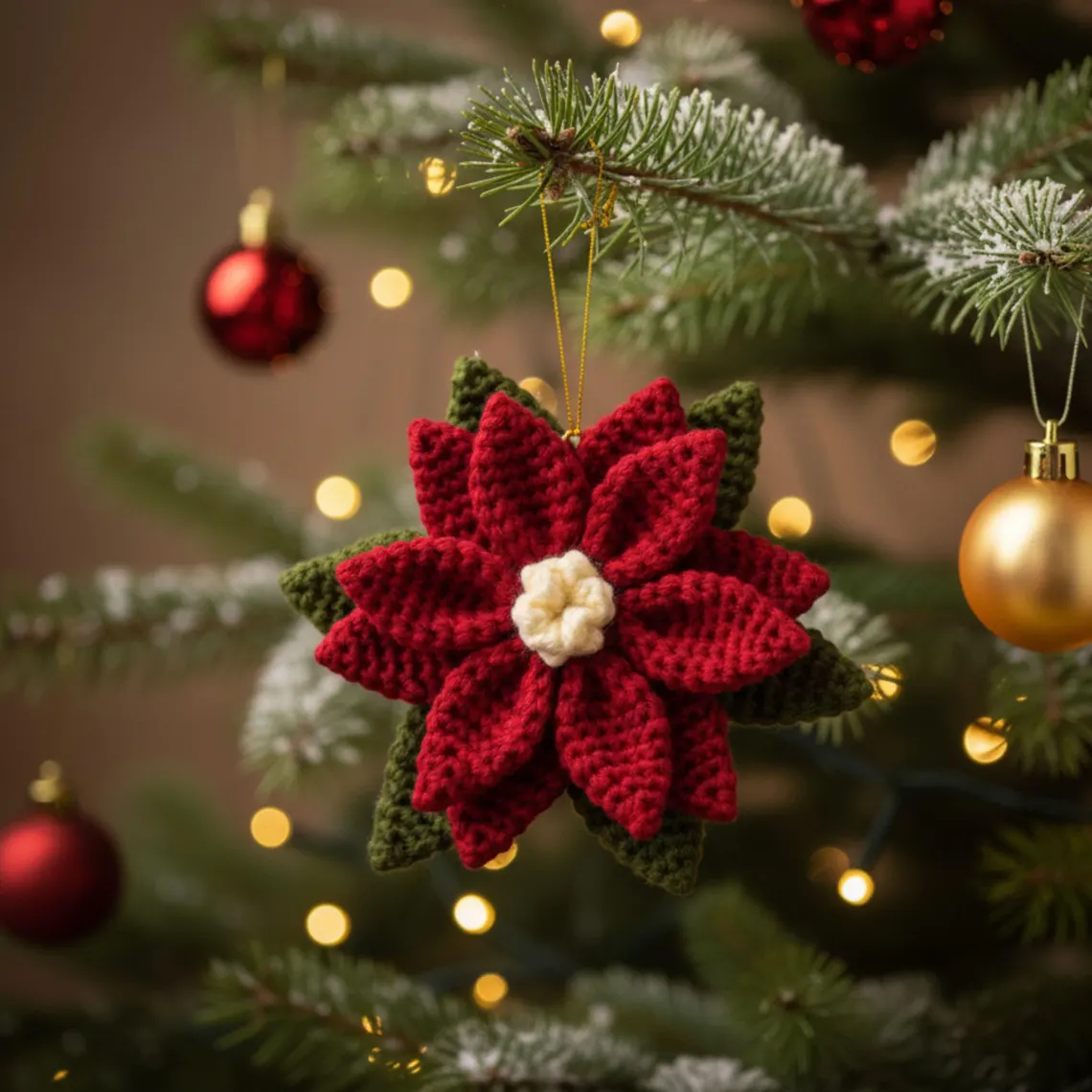 Handmade Crochet Flower Christmas Decor Knitted Gift