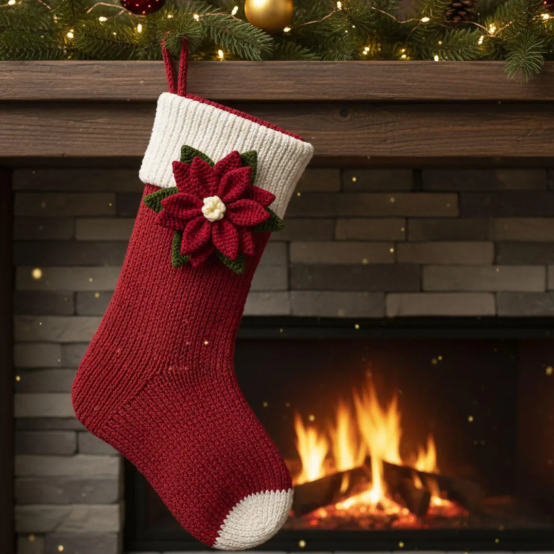 Handmade Crochet Flower Christmas Tree Ornament Gift Knitted Hanging Decor Stockings