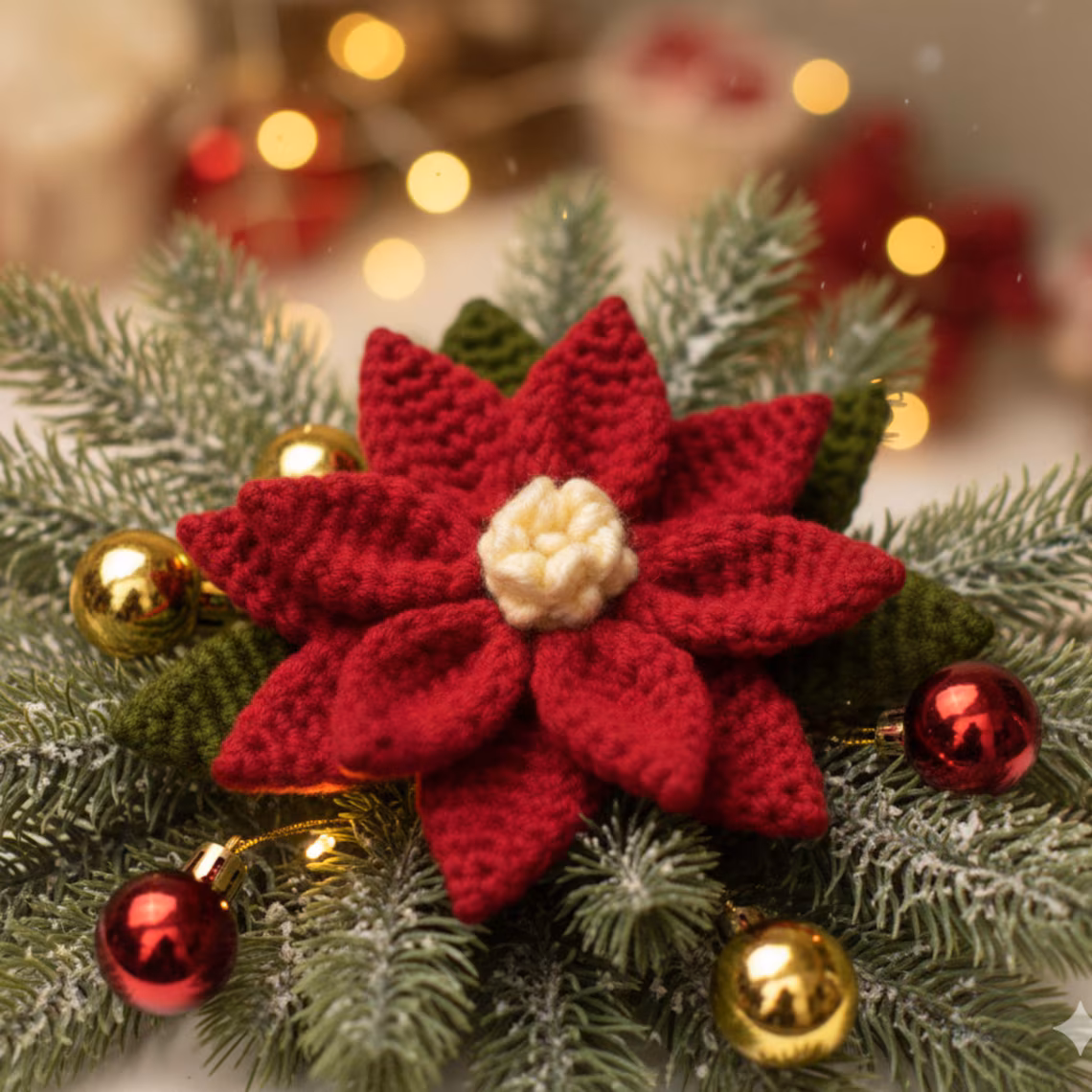 Handmade Crochet Flower Christmas Decor Knitted Gift