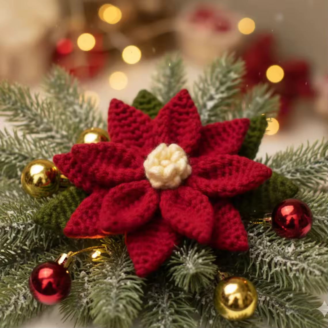 Handmade Crochet Flower Christmas Decor Knitted Gift