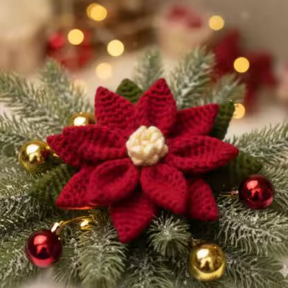 Handmade Crochet Flower Christmas Decor Knitted Gift