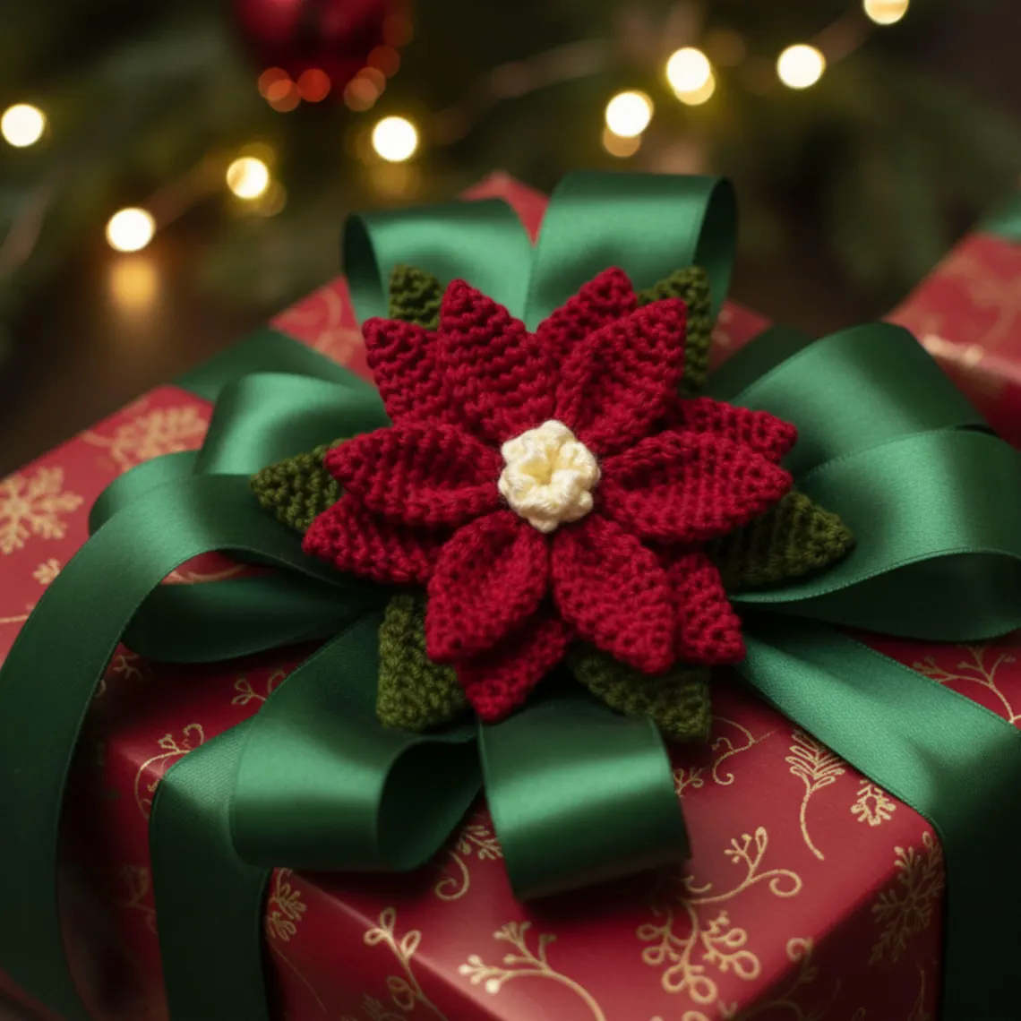 Handmade Crochet Flower Christmas Tree Ornament Gift Knitted Hanging Decor Stockings