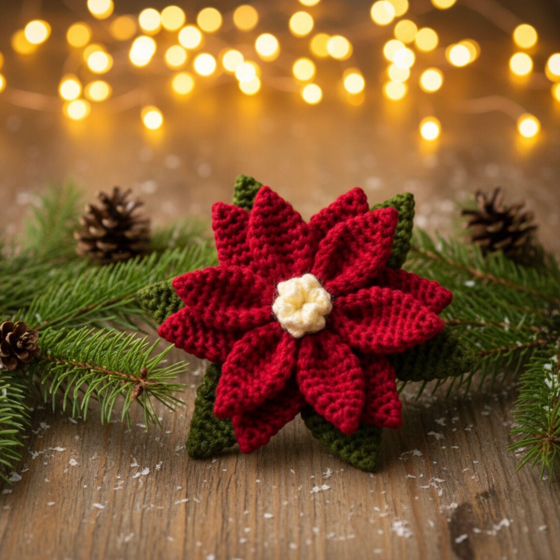 Handmade Crochet Flower Christmas Decor Knitted Gift