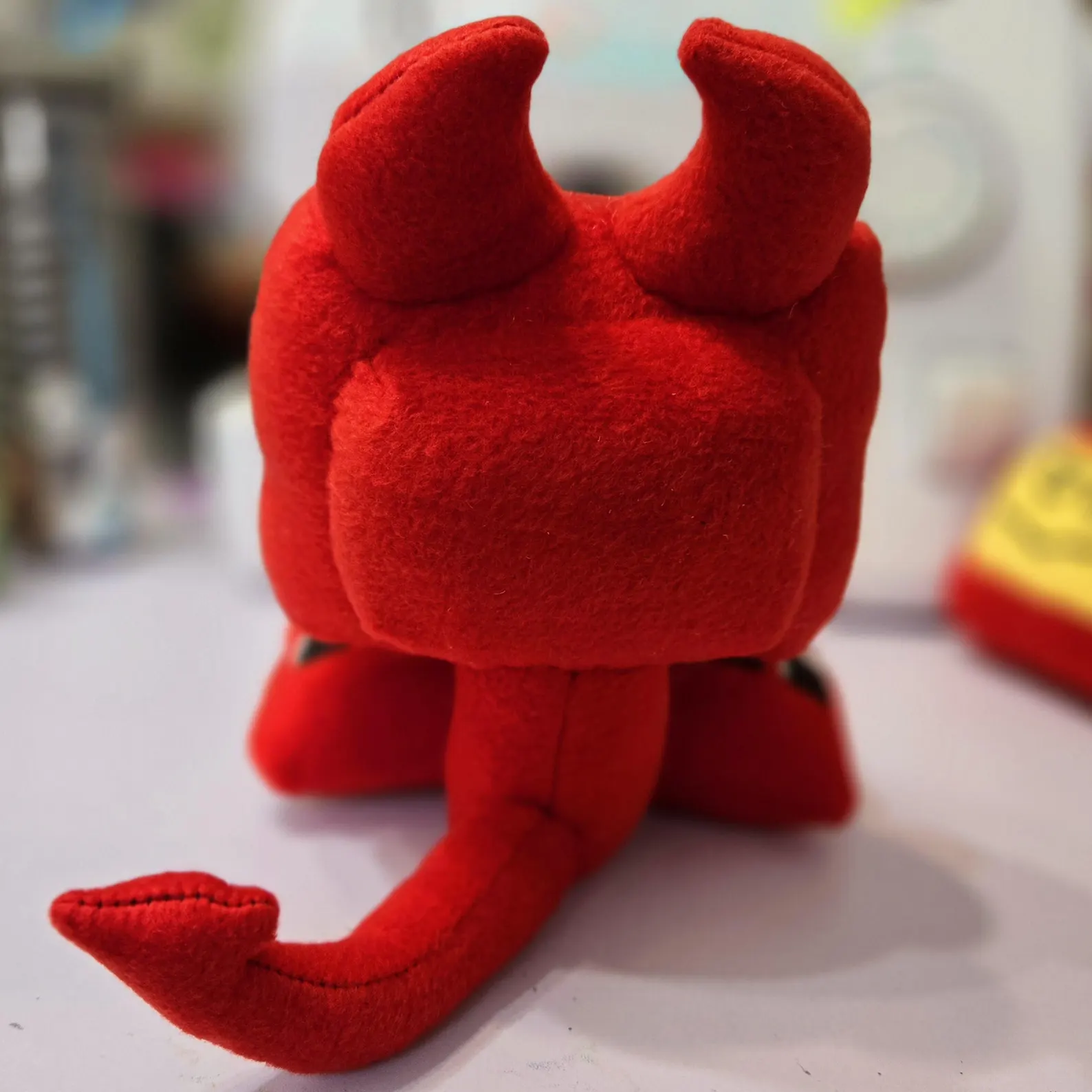 Monster Plush Toy, Red Train Plush Doll, Cute Desk Decor for Workspace, Soft Stuffed Doll for Adults, Unique Gift for Plush Lovers