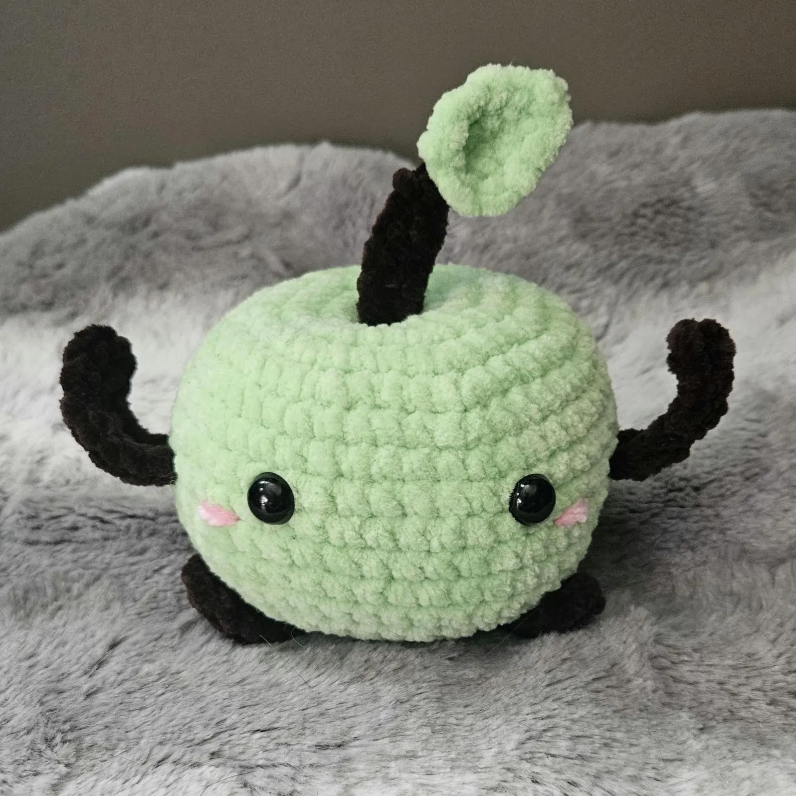 Power Bug Plush Doll, Handmade Crochet Stuffed Doll, Cute Desk Companion for Adults, Workspace Decor and Encouragement Gift