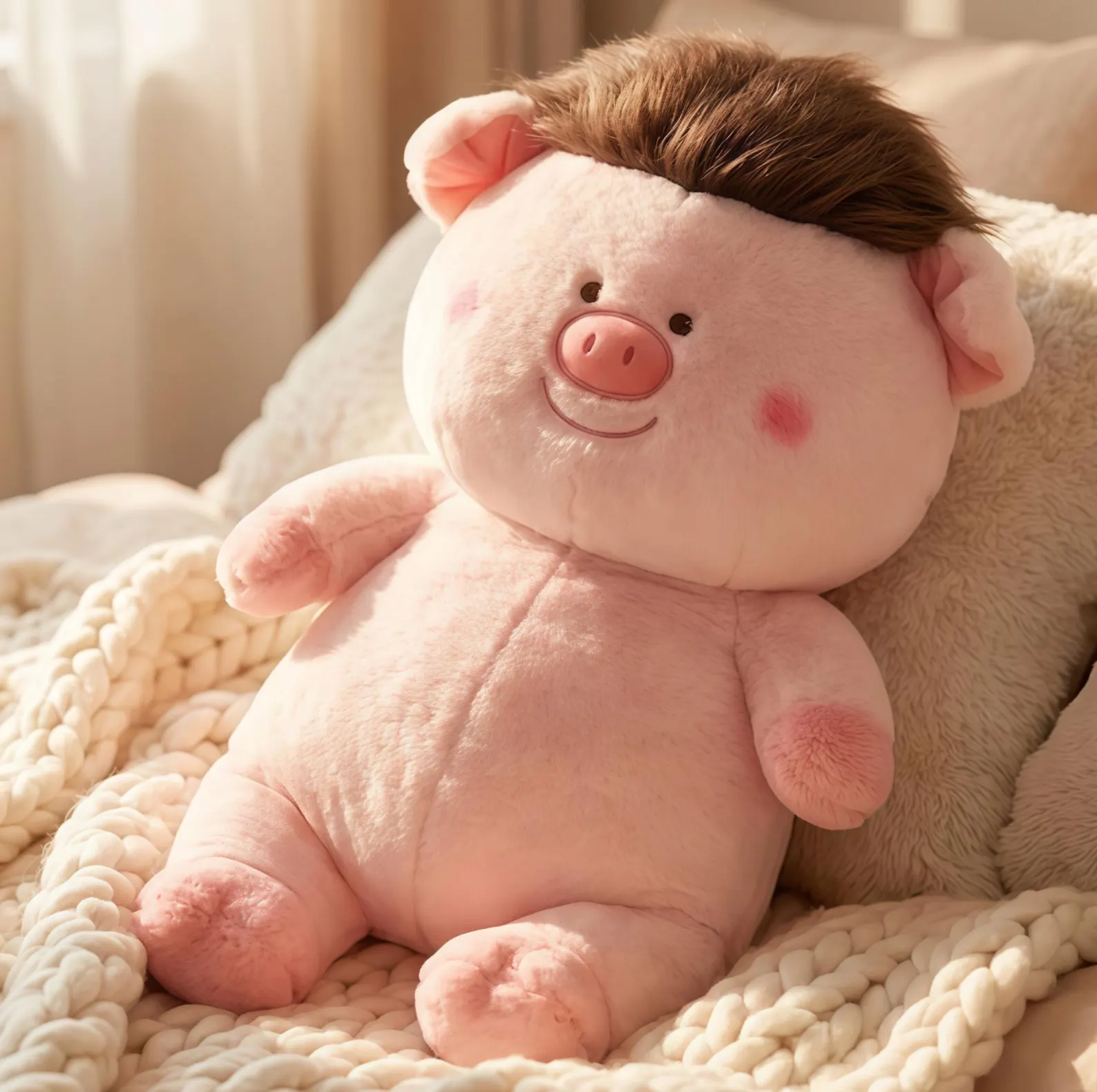 Stuffed Animal Dolls, Soft Plush Pig and Dog Dolls, Cute Animal Stuffed Toy, Cozy Cuddle Companion, Handmade Style Animal Doll