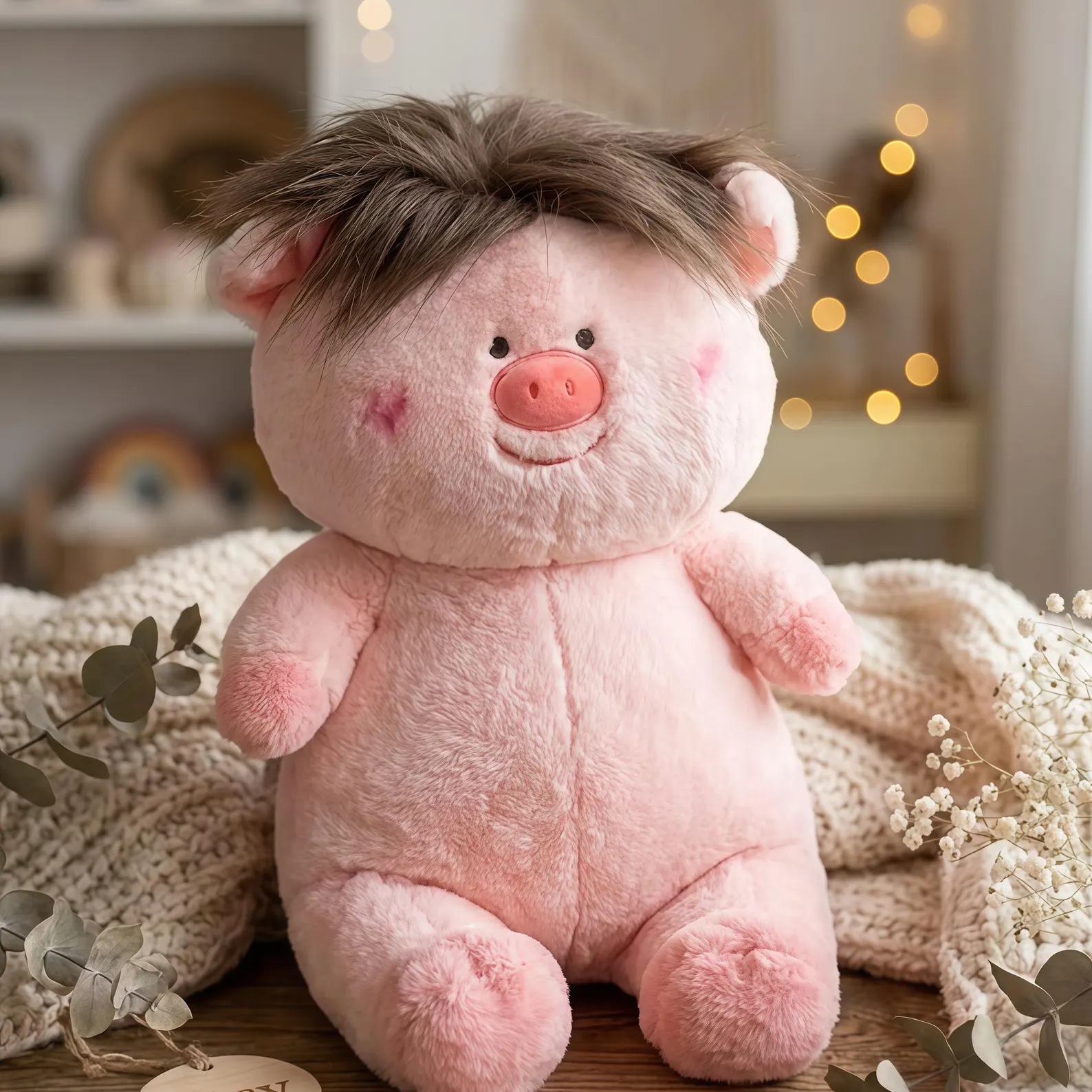 Stuffed Animal Dolls, Soft Plush Pig and Dog Dolls, Cute Animal Stuffed Toy, Cozy Cuddle Companion, Handmade Style Animal Doll