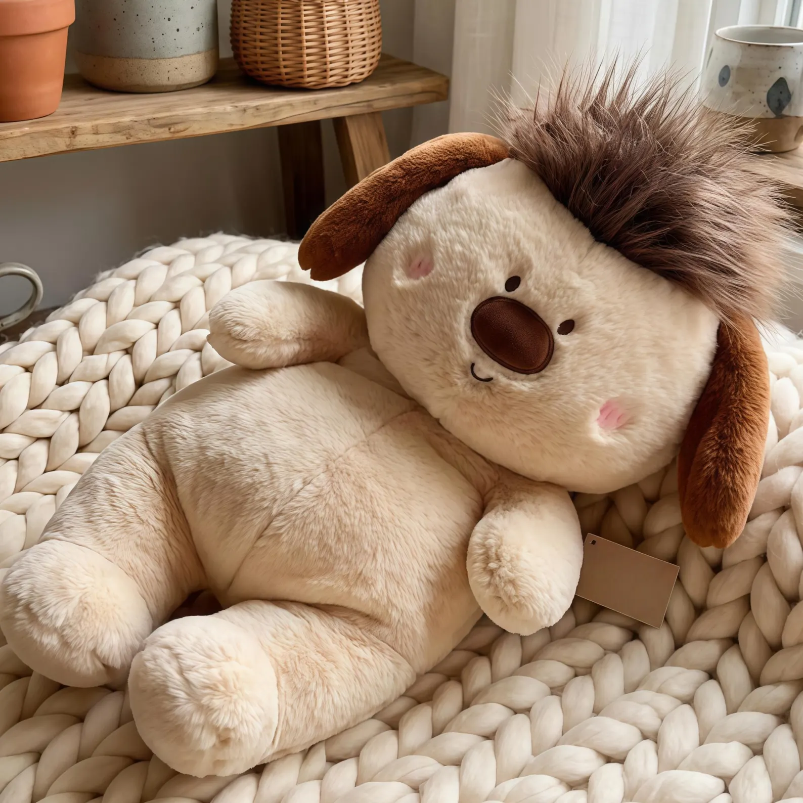 Stuffed Animal Dolls, Soft Plush Pig and Dog Dolls, Cute Animal Stuffed Toy, Cozy Cuddle Companion, Handmade Style Animal Doll