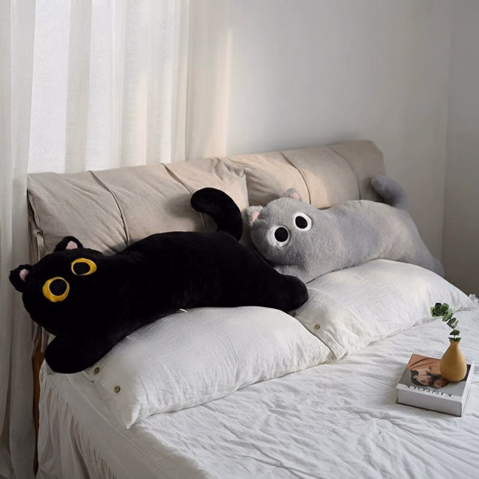 Handmade Animal Plush Toy, Long Cat Stuffed Animal, Soft Snuggle Pillow & Body Cushion, Cozy Gift