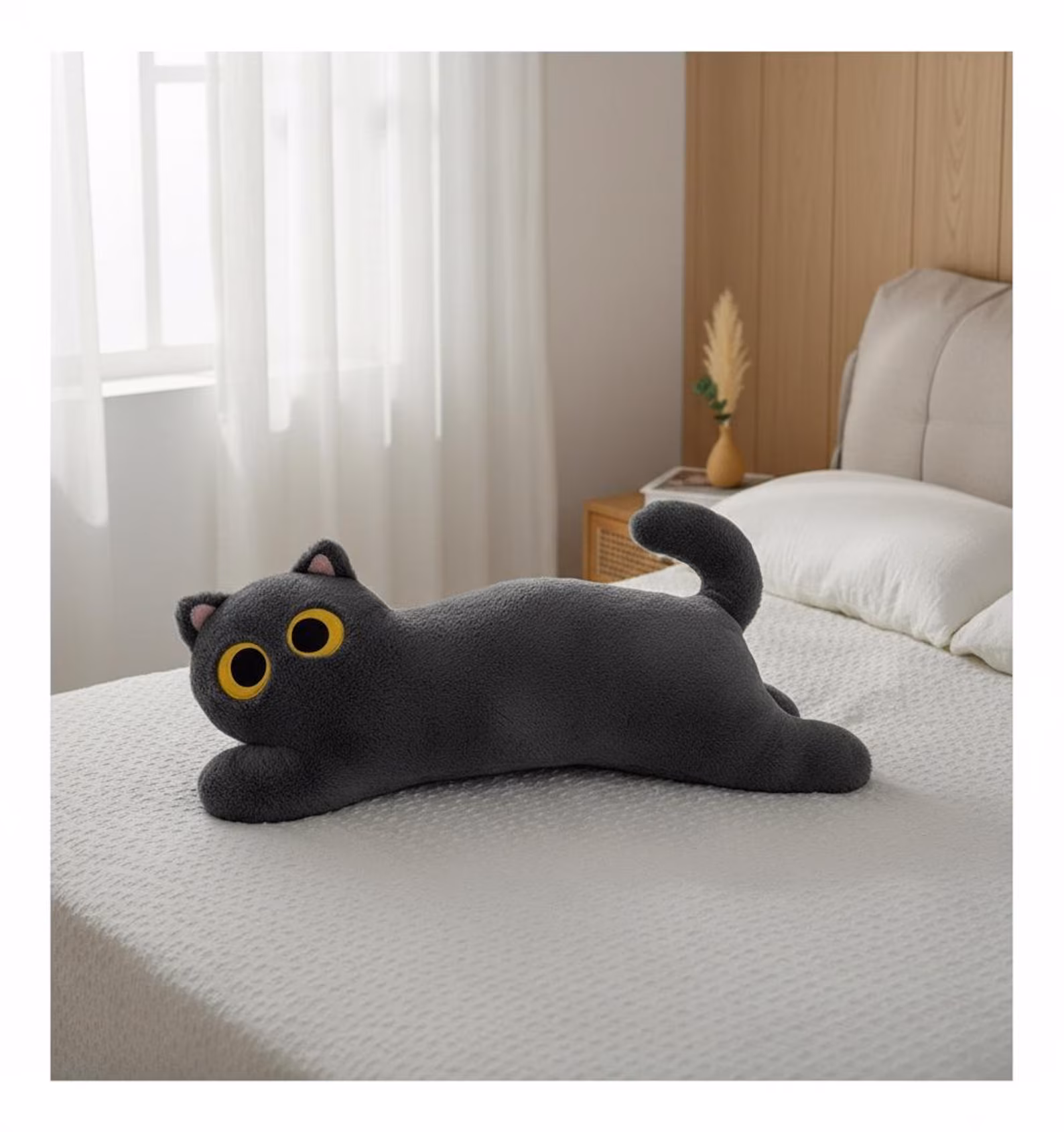 Handmade Animal Plush Toy, Long Cat Stuffed Animal, Soft Snuggle Pillow & Body Cushion, Cozy Gift