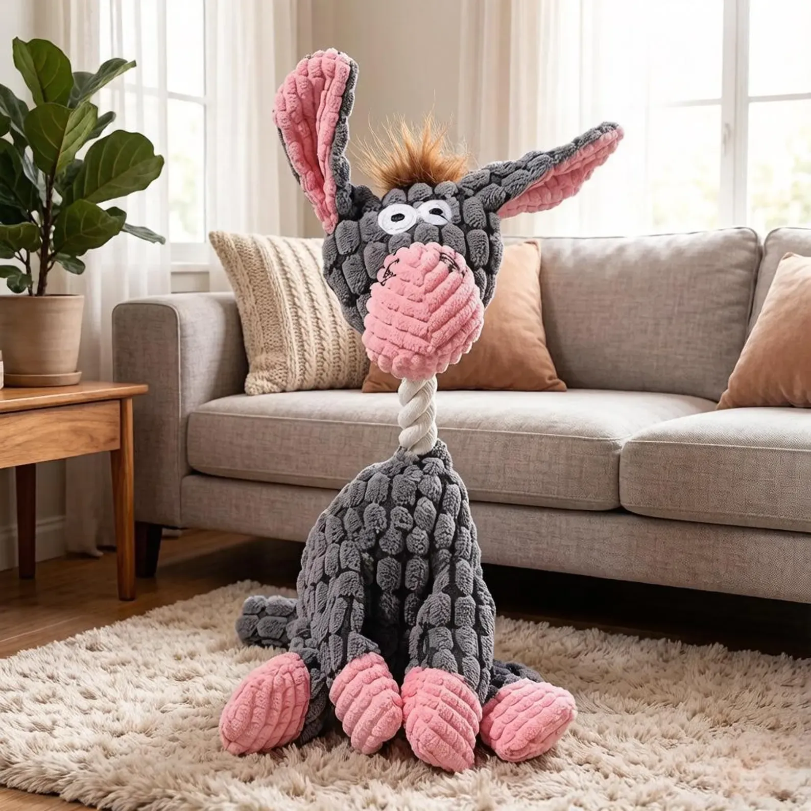 Dog Toy for Aggressive Chewers, Durable Plush Squeaky Interactive Puppy Chew Toy, 6 Colors Cute Animal Pet Toy, Dog Gift for Dog Lovers