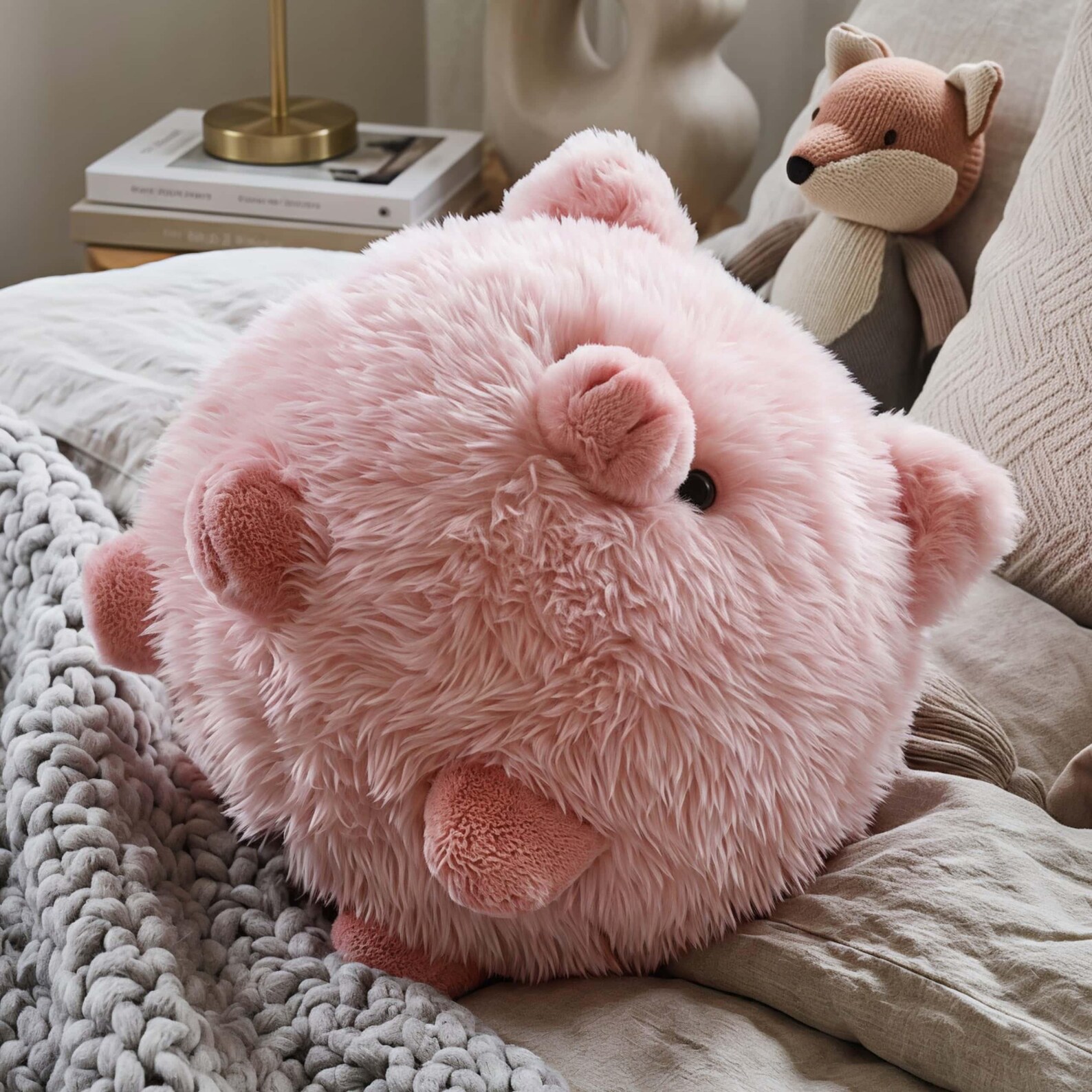 Stuffed Animal Plush Toys, Fluffy Round Animal Dolls, Soft Plush Pillow Room Decor, Cute Handmade Stuffed Dolls for Kids Adults