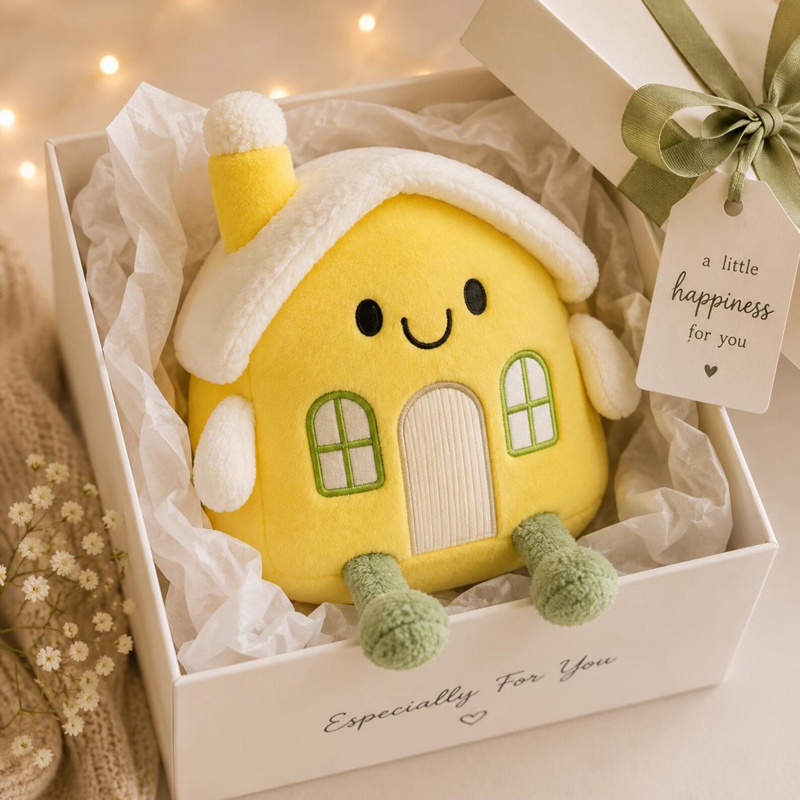 Stuffed House‑Shaped Plush Pillow, Cute House Plush Toy, Handmade Soft Home Doll Decorative Pillow, Cozy Room Decor Gift for Bedroom
