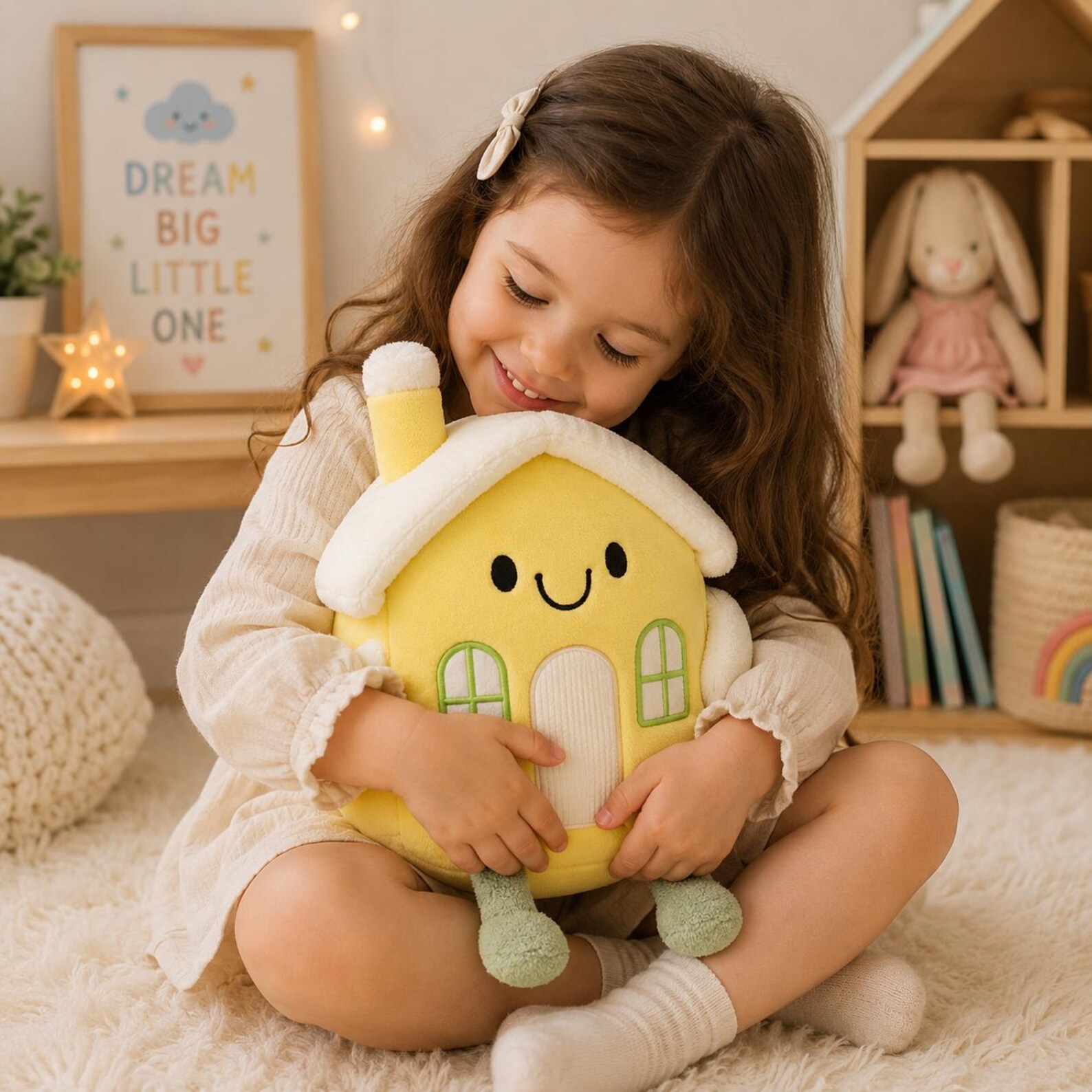 Stuffed House‑Shaped Plush Pillow, Cute House Plush Toy, Handmade Soft Home Doll Decorative Pillow, Cozy Room Decor Gift for Bedroom