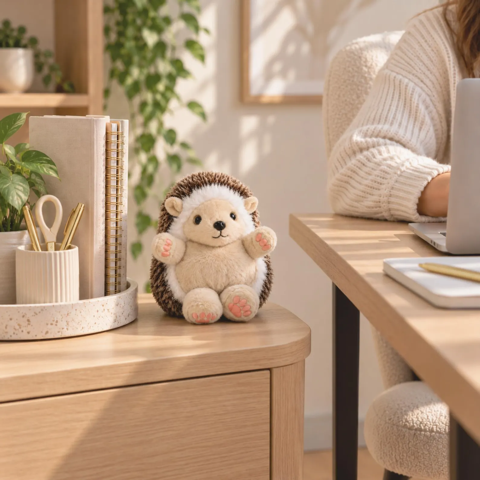 Handmade Plush Hedgehog Stuffed Animal, Soft Hedgehog Plush Toy, Cute Handmade Animal Doll, Cozy Plush Gift for Kids Adults Friends and Animal Lovers
