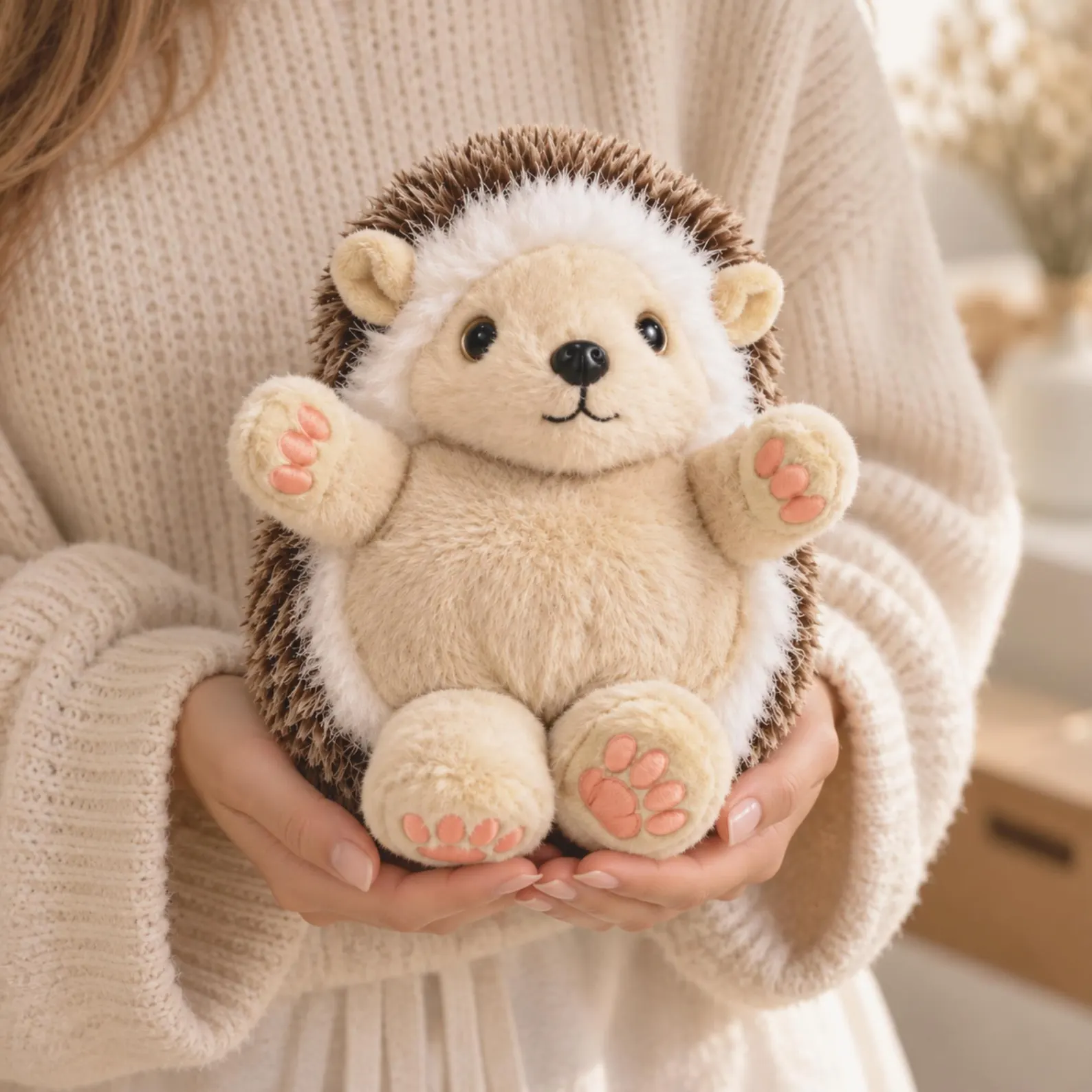Handmade Plush Hedgehog Stuffed Animal, Soft Hedgehog Plush Toy, Cute Handmade Animal Doll, Cozy Plush Gift for Kids Adults Friends and Animal Lovers