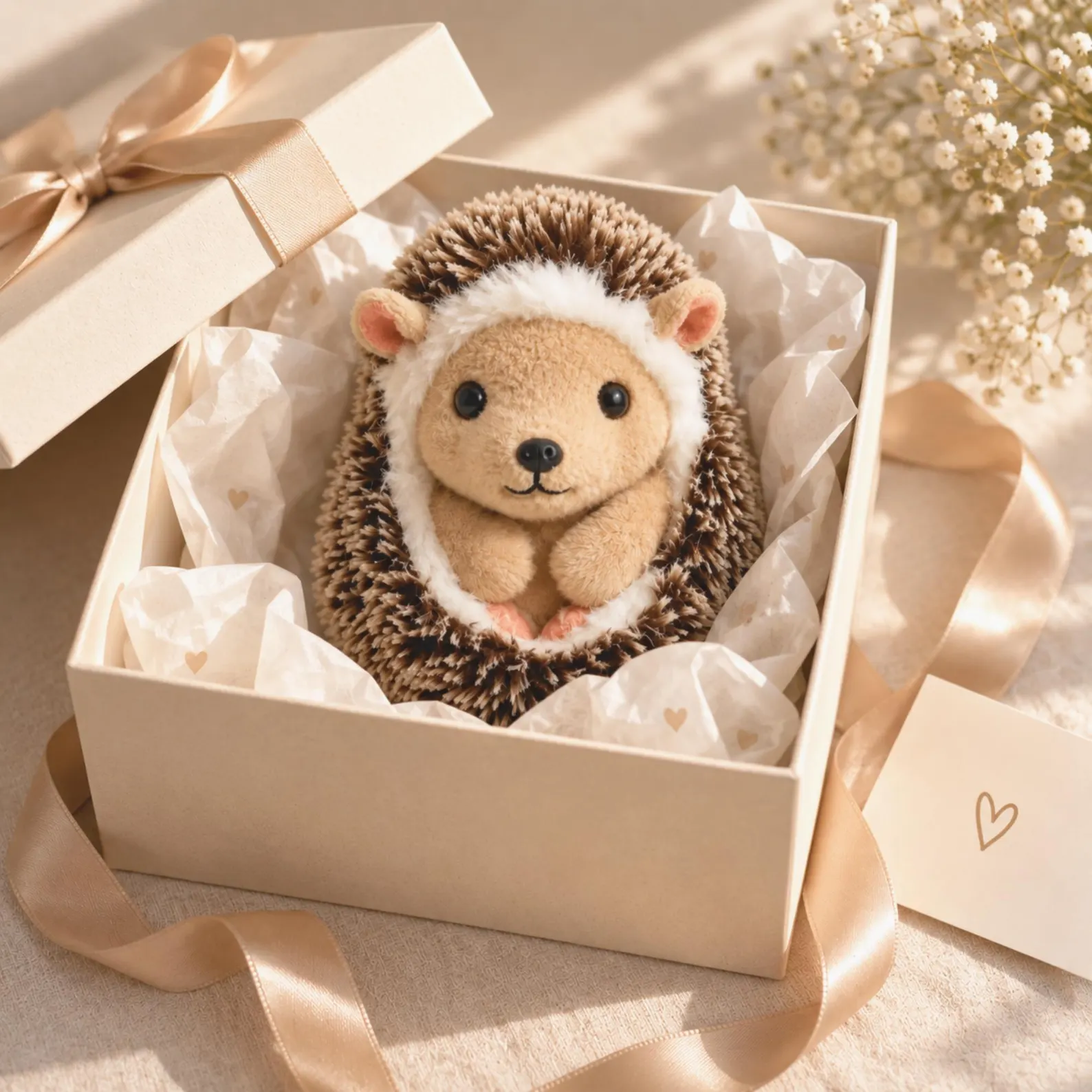 Handmade Plush Hedgehog Stuffed Animal, Soft Hedgehog Plush Toy, Cute Handmade Animal Doll, Cozy Plush Gift for Kids Adults Friends and Animal Lovers
