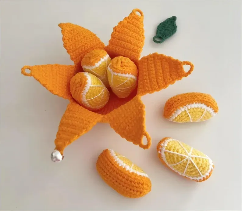 Crochet Orange Slice Pendant Pattern Handmade Crochet Fruit Charm Design