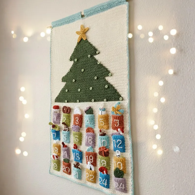 Handmade Crochet Christmas Advent Calendar Holiday Gift Idea Home Decor