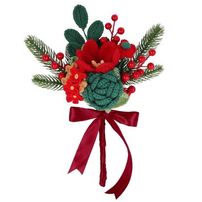 Handmade Crochet Flowers Christmas Crochet Flower Bouquet Completed Knitted Flower Bouquet Christmas Gift