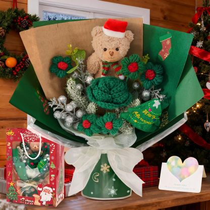Handmade Crochet Flowers Bouquet Christmas Decorations