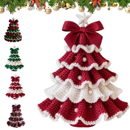 Handmade Crochet Christmas Tree Bow Decoration Knitted Doll Holiday Gift
