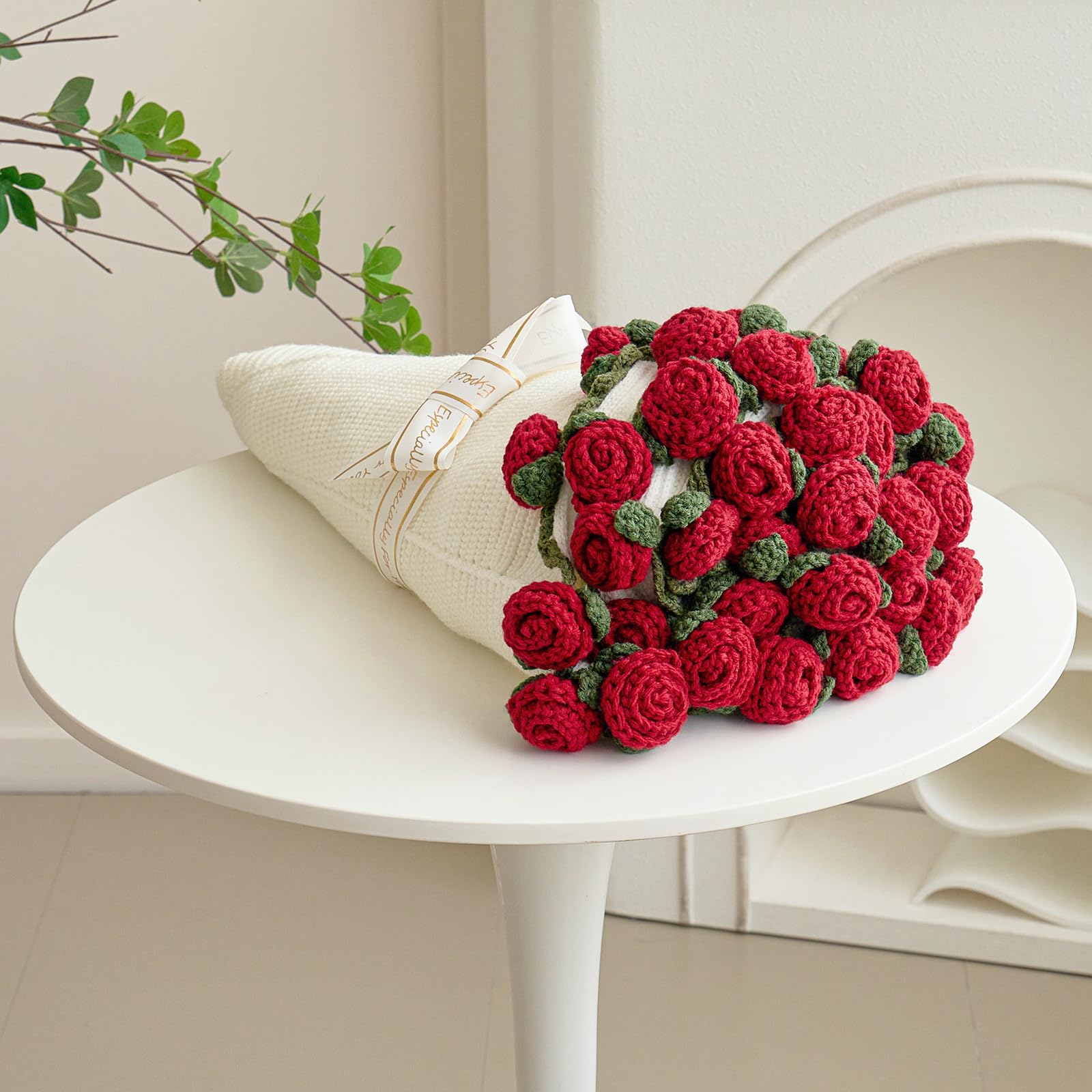 Handmade Crochet Flower Bouquet Blanket Hand Knitted Rose Carpet Lovely Thanksgiving Gift