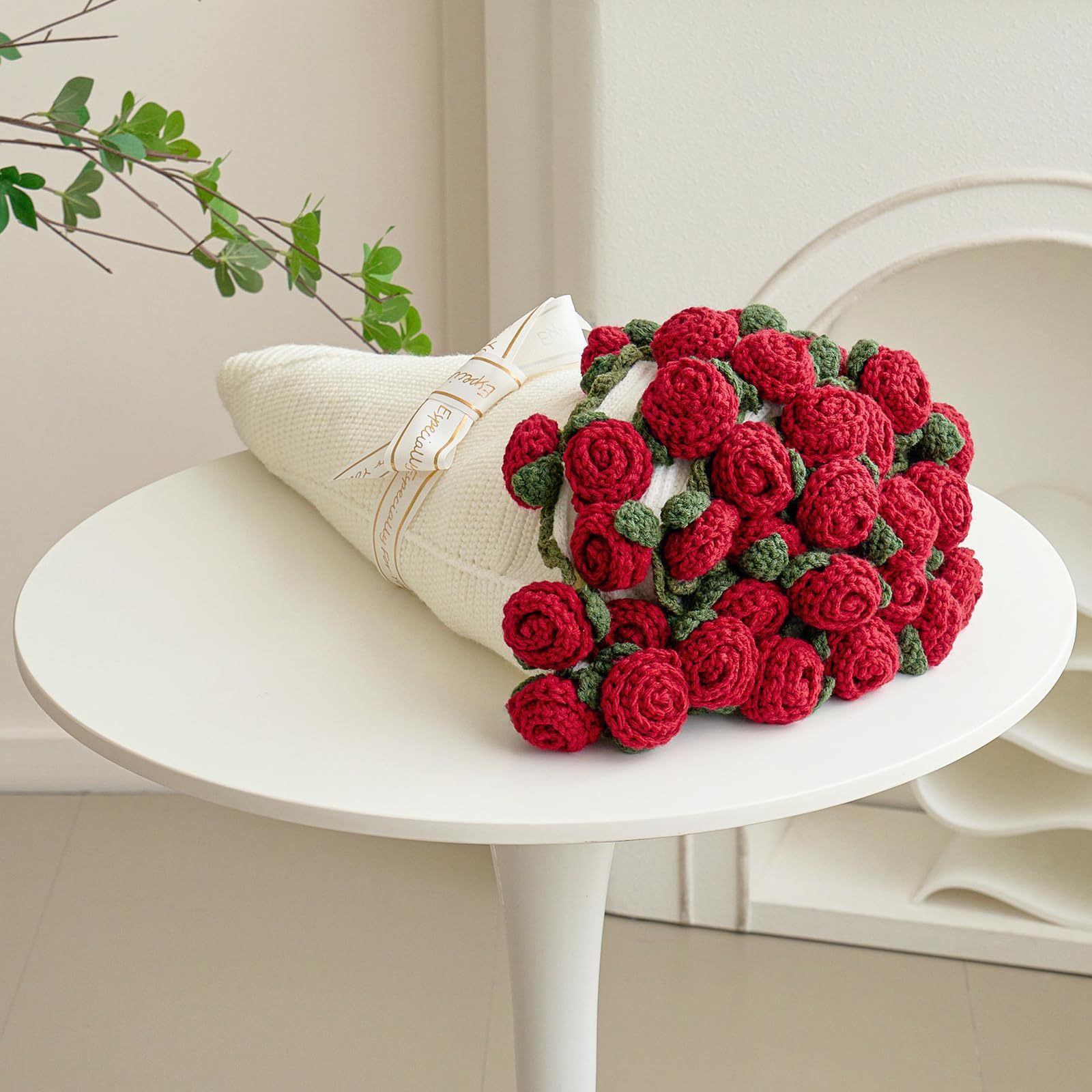 Handmade Crochet Flower Bouquet Blanket Hand Knitted Rose Carpet Lovely Thanksgiving Gift