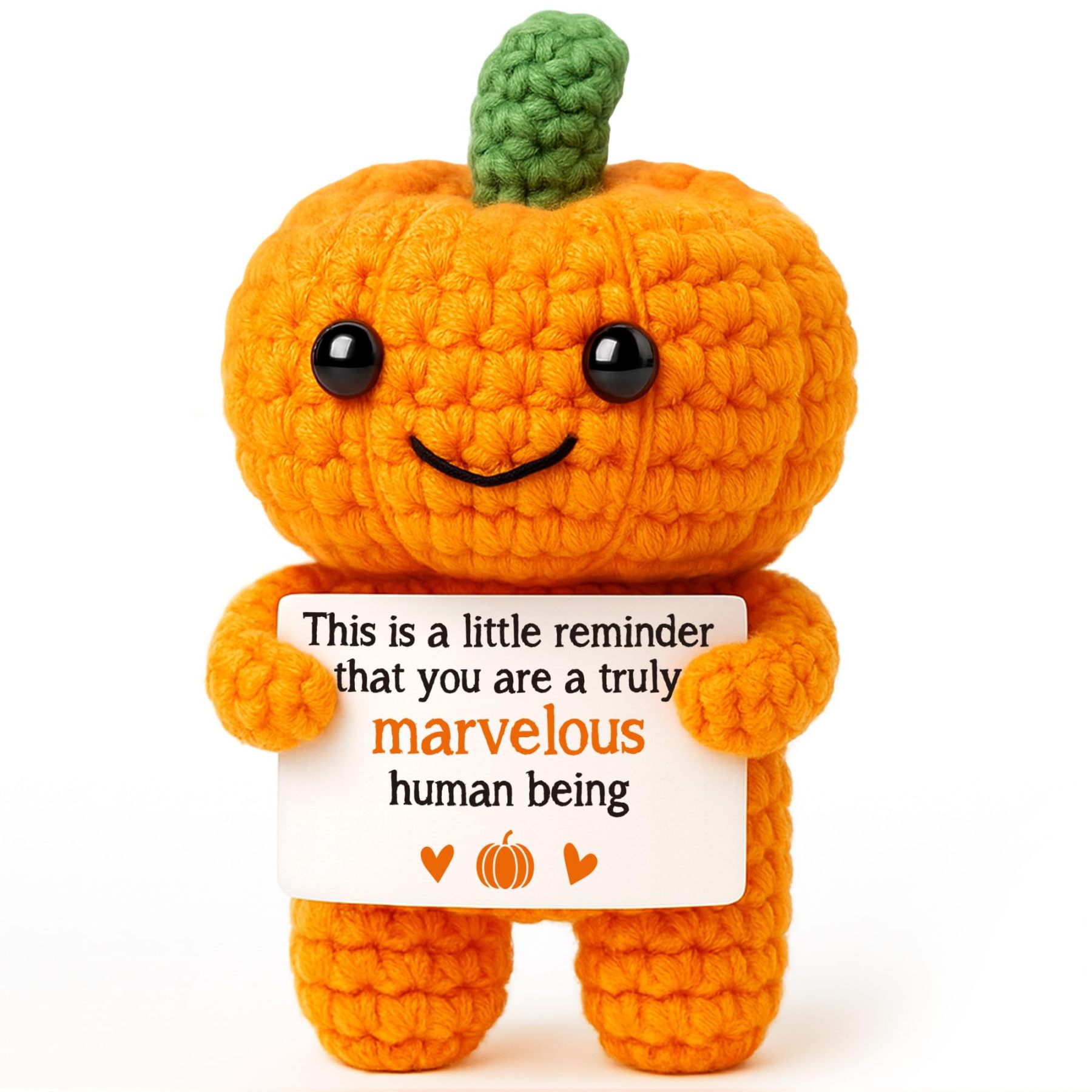 Funny Positive Pumpkin Emotional Crochet Support Gifts Halloween Decorations Handmade Indoor Gifts Fall Thanksgiving Decorations for Home Halloween Basket 