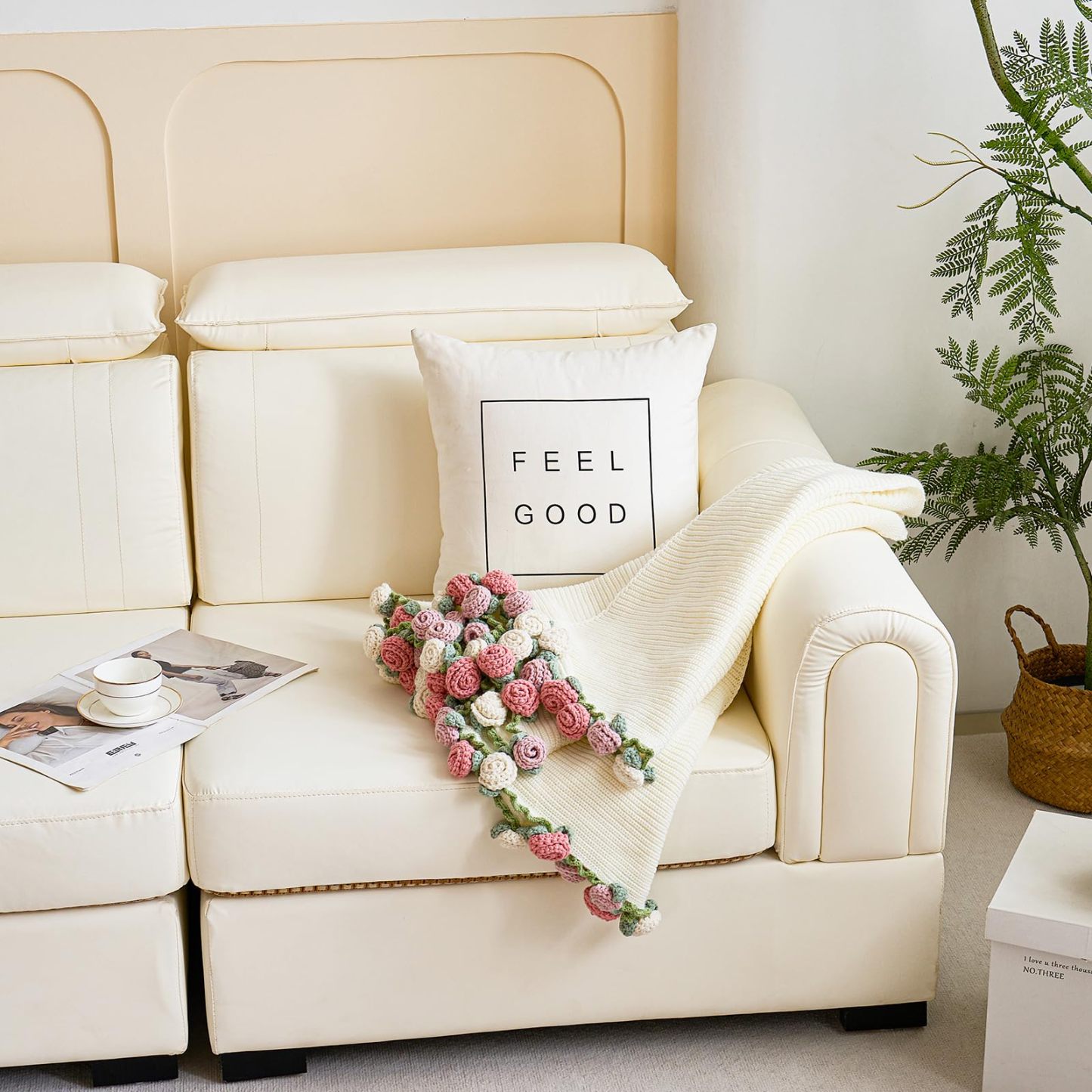 Handmade Crochet Flower Bouquet Blanket Hand Knitted Rose Carpet Lovely Romantic Gift