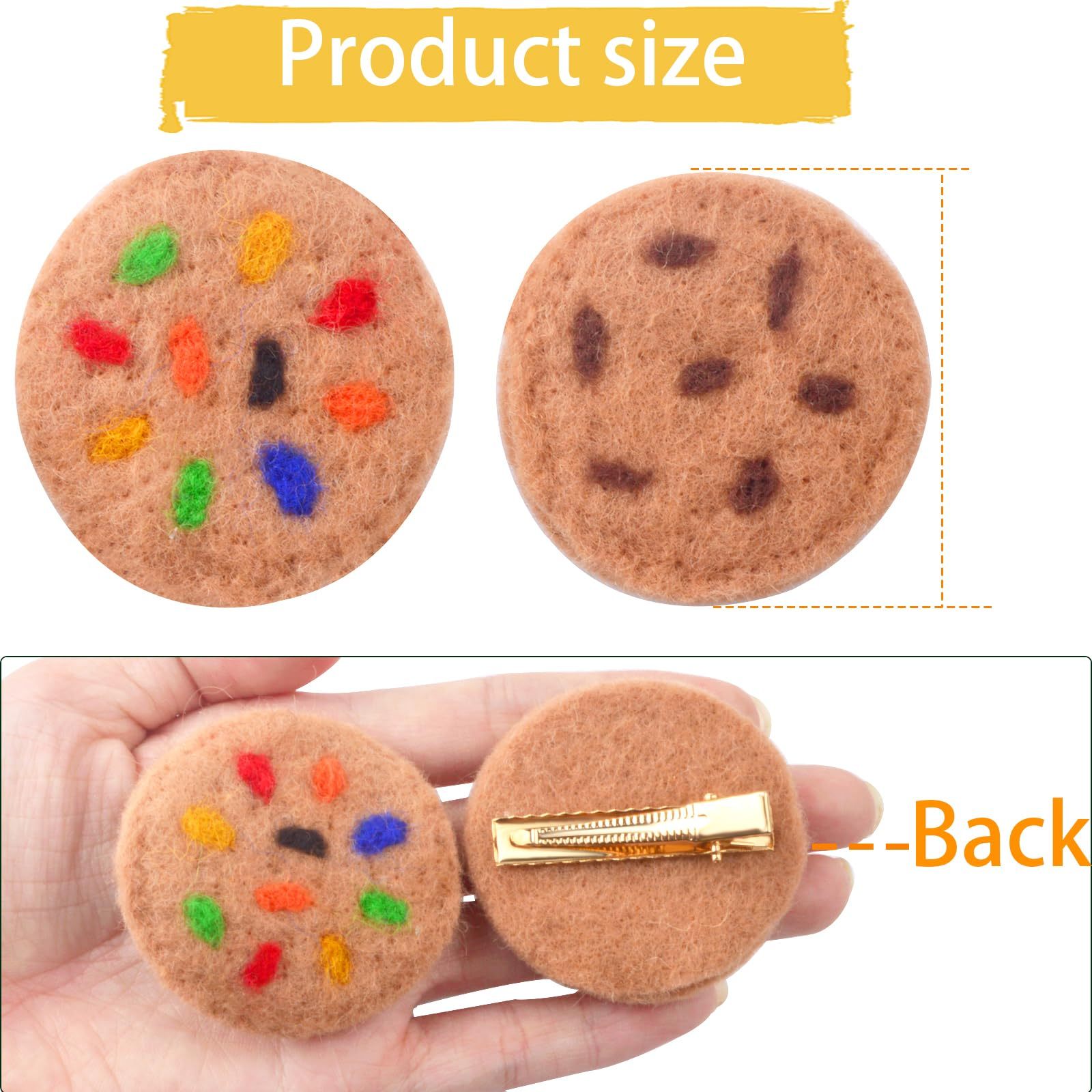 Chocolate Chip Felt Cookies Hair Clips Funny Creative Biscuit Hairpin Barrettes Simulated Food Alligator Clip 2pcs 